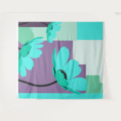 Moderne Turquoise Bloemstuk Wandtapijt Wandkleed (Voorkant (horizontaal))