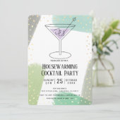 Moderne Turquoise Blue Housewarming Cocktail Party Kaart (Staand voorkant)