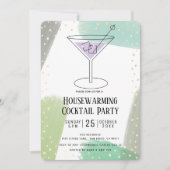 Moderne Turquoise Blue Housewarming Cocktail Party Kaart (Voorkant)