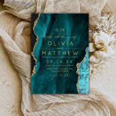 Moderne turquoise bruiloft foto uitnodiging