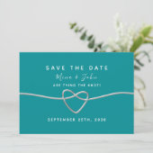 Moderne Turquoise Bruiloft Save The Date (Staand voorkant)
