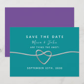 Moderne Turquoise Bruiloft Save The Date (Voorkant / Achterkant)