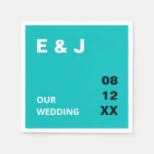 Moderne Turquoise bruiloft servetten (Voorkant)