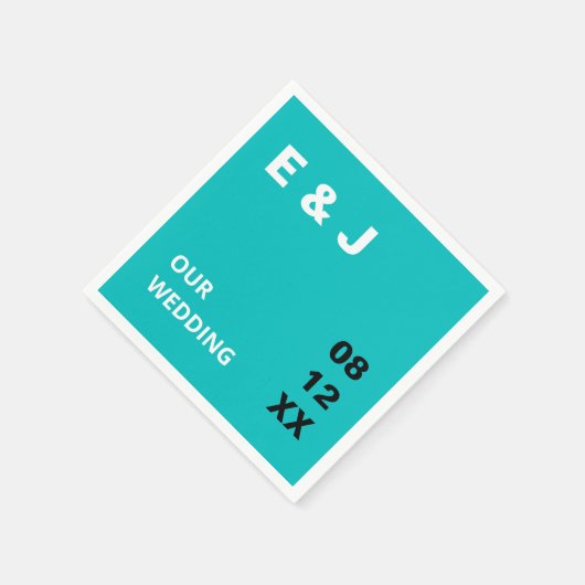 Moderne Turquoise bruiloft servetten (Hoek)