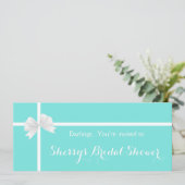 Moderne Turquoise Bruiloftsfeest Doos met Strik Kaart (Staand voorkant)