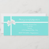 Moderne Turquoise Bruiloftsfeest Doos met Strik Kaart (Achterkant)