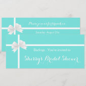 Moderne Turquoise Bruiloftsfeest Doos met Strik Kaart (Voorkant / Achterkant)