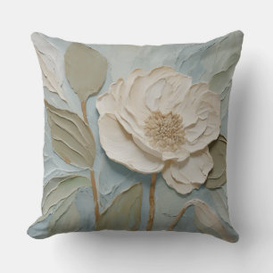 Moderne Turquoise Crème Salie Bloemstuk Kussen