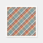 Moderne turquoise donkerblauwe oranje witte ruitpa servet (Voorkant)