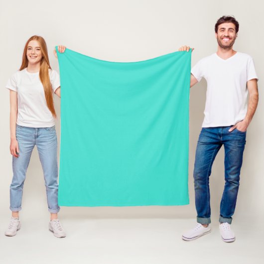 Moderne Turquoise Effen Kleur | Teal Fleece Deken (In situ)