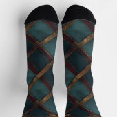Moderne turquoise en bordeaux kerst geruite stof o sokken (Top)