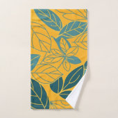 Moderne Turquoise en Gouden Botanische Blad Bad Handdoek (Handdoek)