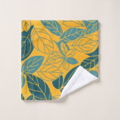 Moderne Turquoise en Gouden Botanische Blad Bad Handdoek (Wasdoekje)