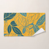 Moderne Turquoise en Gouden Botanische Blad Bad Handdoek (Handdoek)