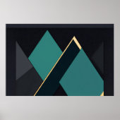 Moderne Turquoise en Gouden Geometrische Abstract Poster (Voorkant)