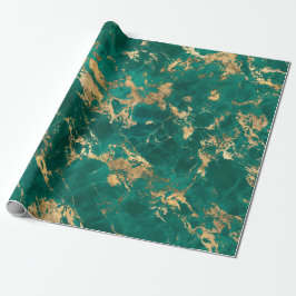Moderne turquoise en gouden marmerpatroon cadeaupapier