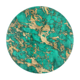 Moderne turquoise en gouden marmerpatroon snijplank
