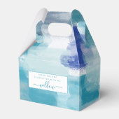 Moderne turquoise en grijze aquarel abstracte kuns bedankdoosjes (Voorkant Zijde)