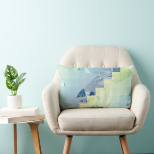 Moderne turquoise en limoen geometrische mozaïekpa kussen