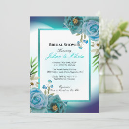 Moderne turquoise en marineblauwe bruidsfeestuitno kaart