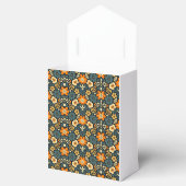 Moderne turquoise en oranje bloemendesign bedankdoosjes (Geopend)