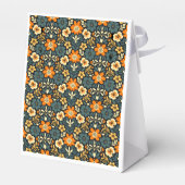 Moderne turquoise en oranje bloemendesign bedankdoosjes (Achterkant)