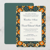 Moderne Turquoise en Oranje Bloemendesign Kaart (Voorkant / Achterkant)