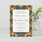 Moderne Turquoise en Oranje Bloemendesign Kaart (Staand voorkant)