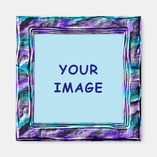 Moderne turquoise en paarse namaakrand magneet (Voorkant)