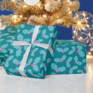 Moderne turquoise en roze maretak magie naadloos cadeaupapier