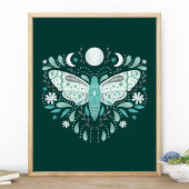 Moderne Turquoise En Witte Abstracte Mot Illustrat Poster