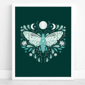 Moderne Turquoise En Witte Abstracte Mot Illustrat Poster