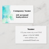 Moderne Turquoise en witte babysitter Visitekaartje (Voorkant / Achterkant)