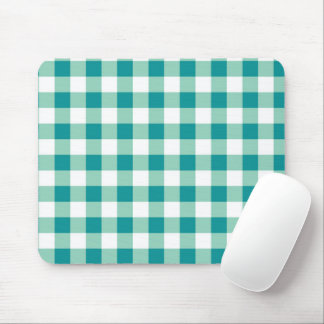 Moderne turquoise en witte geruite Gingham Muismat