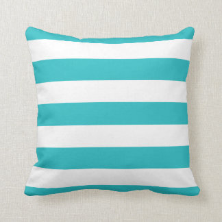 Moderne turquoise en witte strepen kussen