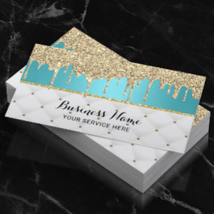 Moderne Turquoise Faux Gold Glitter drukt luxe op Visitekaartje