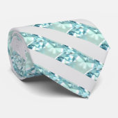 Moderne Turquoise Fractal Gem Gestreepte Stropdas (Opgerold)