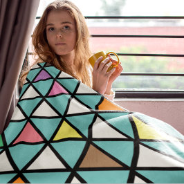 Moderne Turquoise Geometrisch Driehoekpatroon Kleu Fleece Deken