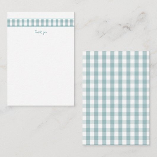 Moderne turquoise Gingham bedankbriefjes Notitiekaartje (Voorkant / Achterkant)