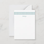 Moderne turquoise Gingham bedankbriefjes Notitiekaartje (Voorkant)