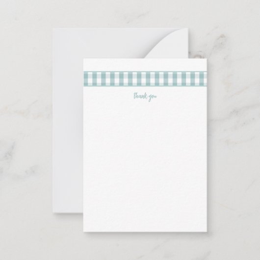 Moderne turquoise Gingham bedankbriefjes Notitiekaartje (Voorkant)