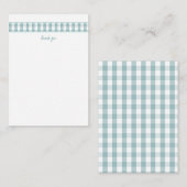 Moderne turquoise Gingham bedankkaartjes Notitiekaartje (Voorkant / Achterkant)