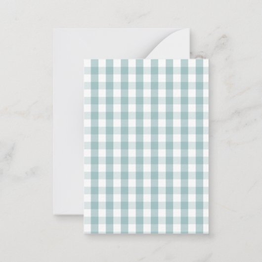 Moderne turquoise Gingham bedankkaartjes Notitiekaartje (Achterkant)