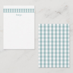 Moderne turquoise Gingham bedankkaartjes Notitiekaartje