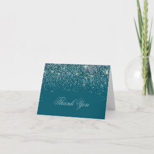 Moderne Turquoise Glitter Dankjewel Kaarten