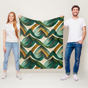 Moderne Turquoise Gouden Abstract Geometrisch Patr Fleece Deken