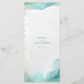 Moderne Turquoise Gouden Abstracte Strand Bruiloft Menu (Achterkant)