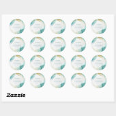 Moderne Turquoise Gouden Abstracte Strand Bruiloft Ronde Sticker (Vel)