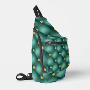 Moderne turquoise gouden diamant getuft sling bag