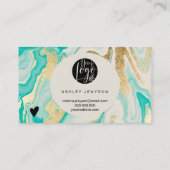 Moderne turquoise gouden marmeren logo orde dank u visitekaartje (Achterkant)